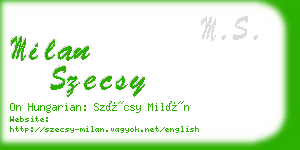milan szecsy business card